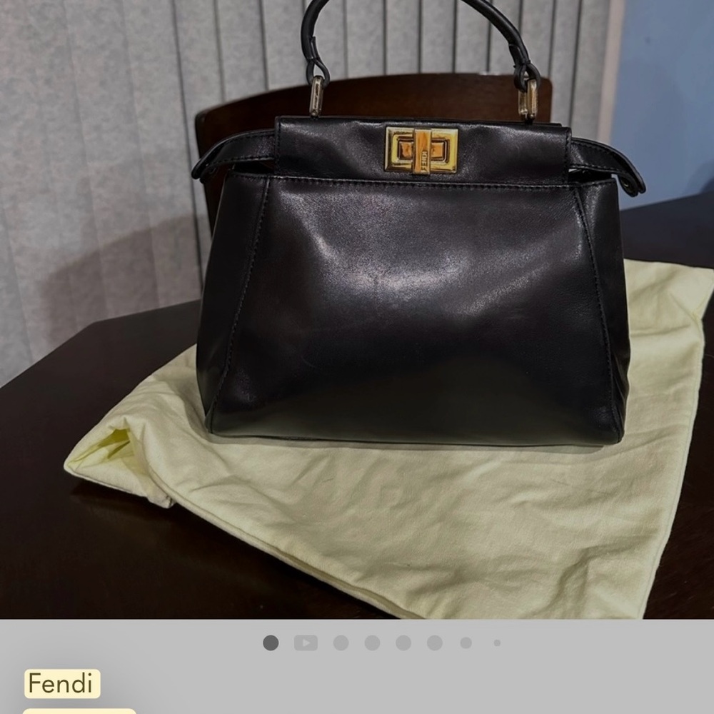 Fendi Black Leather Satchel with Gold Accents